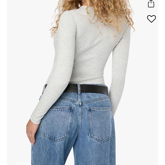 NWT WeWoreWhat Gray Long Sleeve Henley Bodysuit Small - Picture 2 of 7